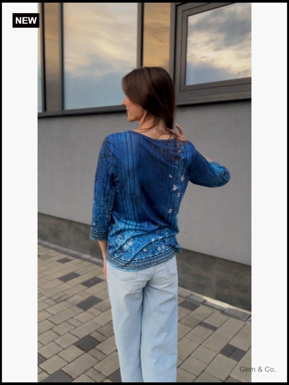 3/4 Sleeve Pleated Tunic Tops Casual Summer Tees Blouses Crew Neck Loose Fit - Picture 7 of 7